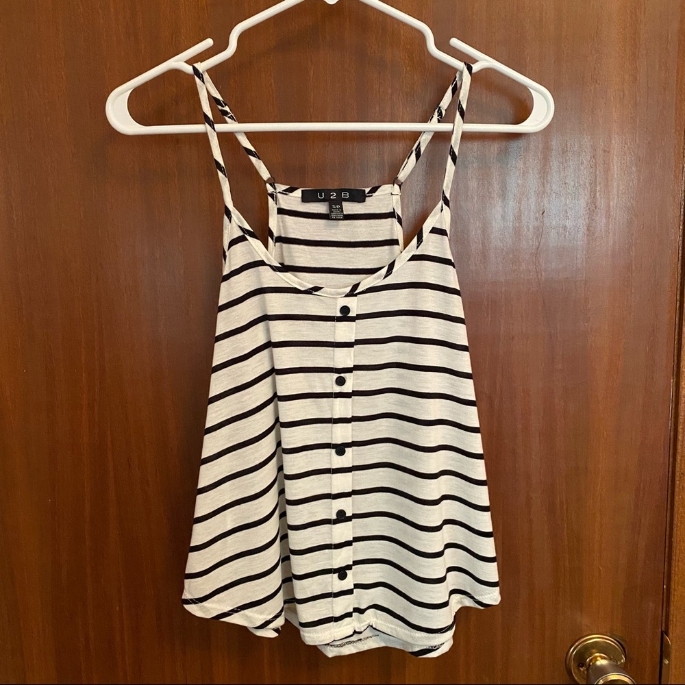 Urban Planet Black & White Striped Cami Top with Faux Buttons